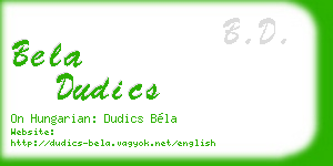 bela dudics business card