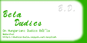 bela dudics business card